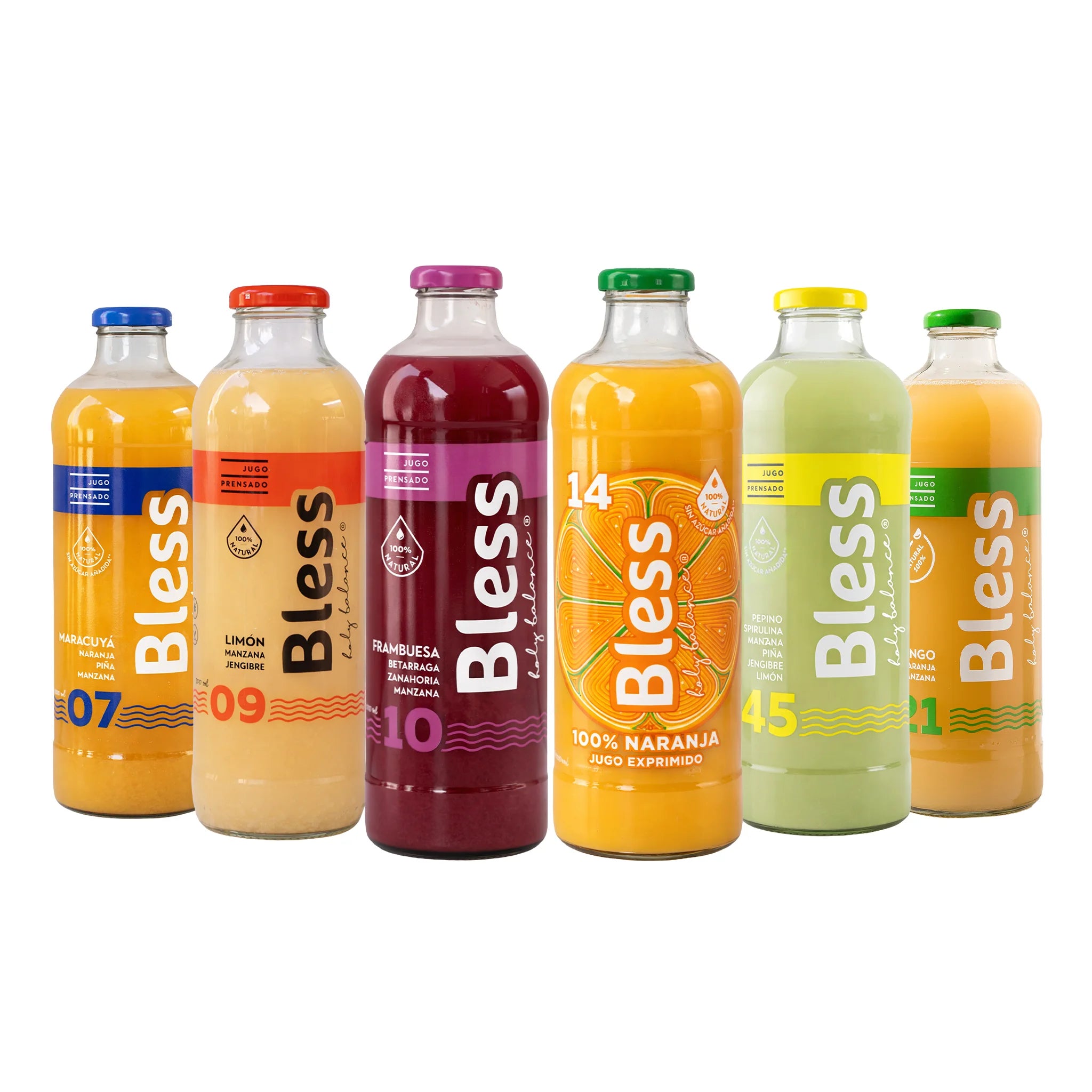 Maracuya, Naranja, Piña, Manzana, jugo prensado, sin azúcar
