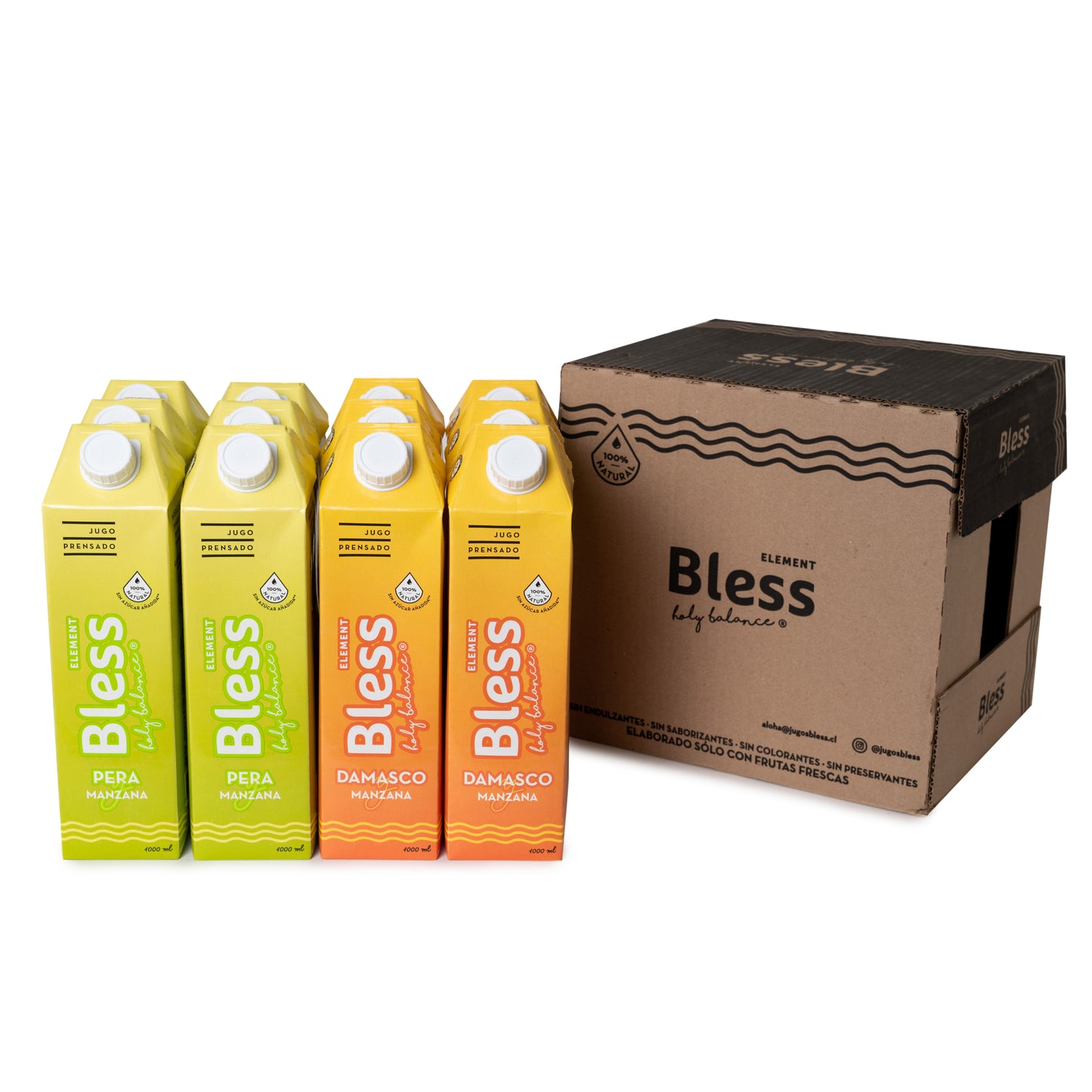 Caja Element mix 2 sabores Pera - Damasco - 12 x Litro
