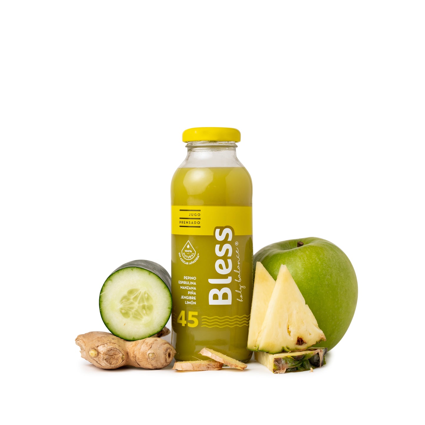 Caja Jugo 45 Pepino, espirulina, manzana, piña y jengibre - 300 ml