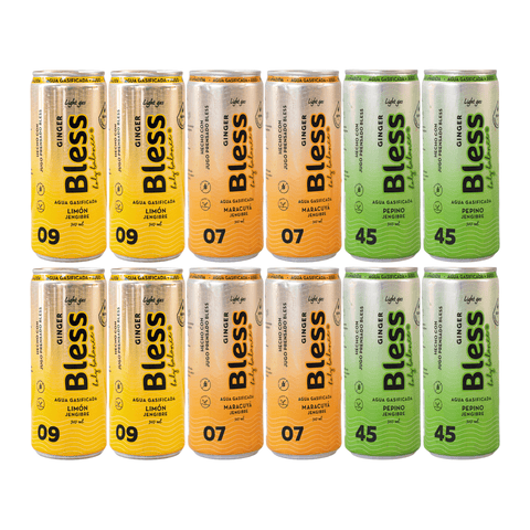 Caja Ginger mix 3 sabores Maracuya - Limon - Pepino 12 x 300 ml