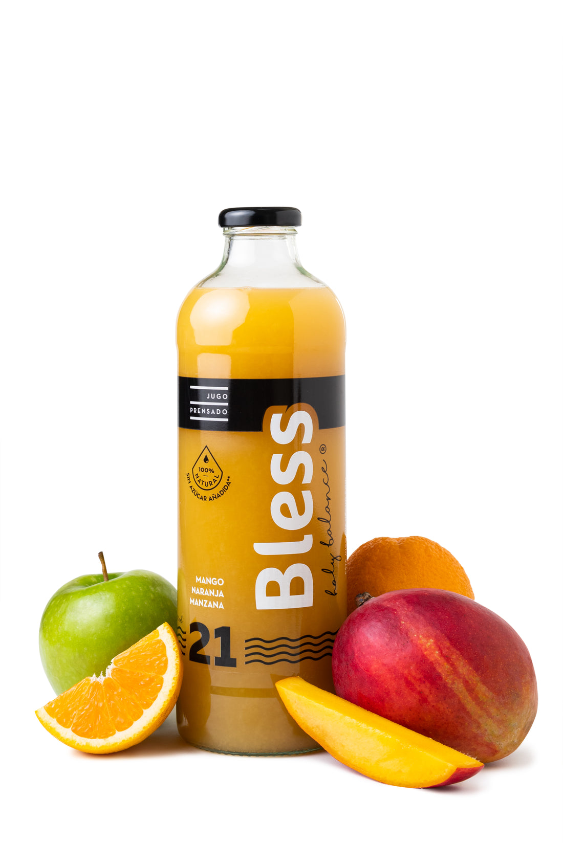 Mango, naranja y manzana