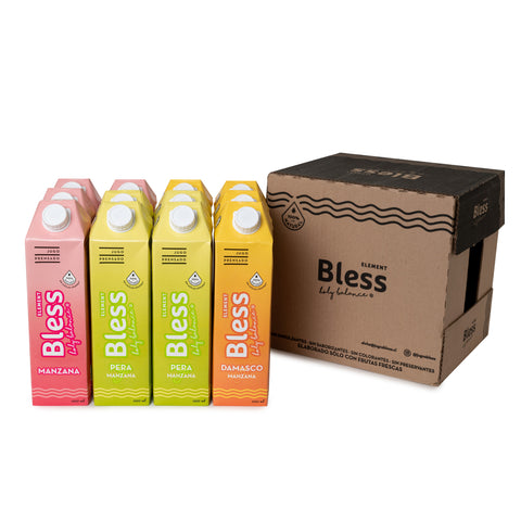 Caja Element mix 3 sabores Manzana - Pera - Damasco - 12 x Litro