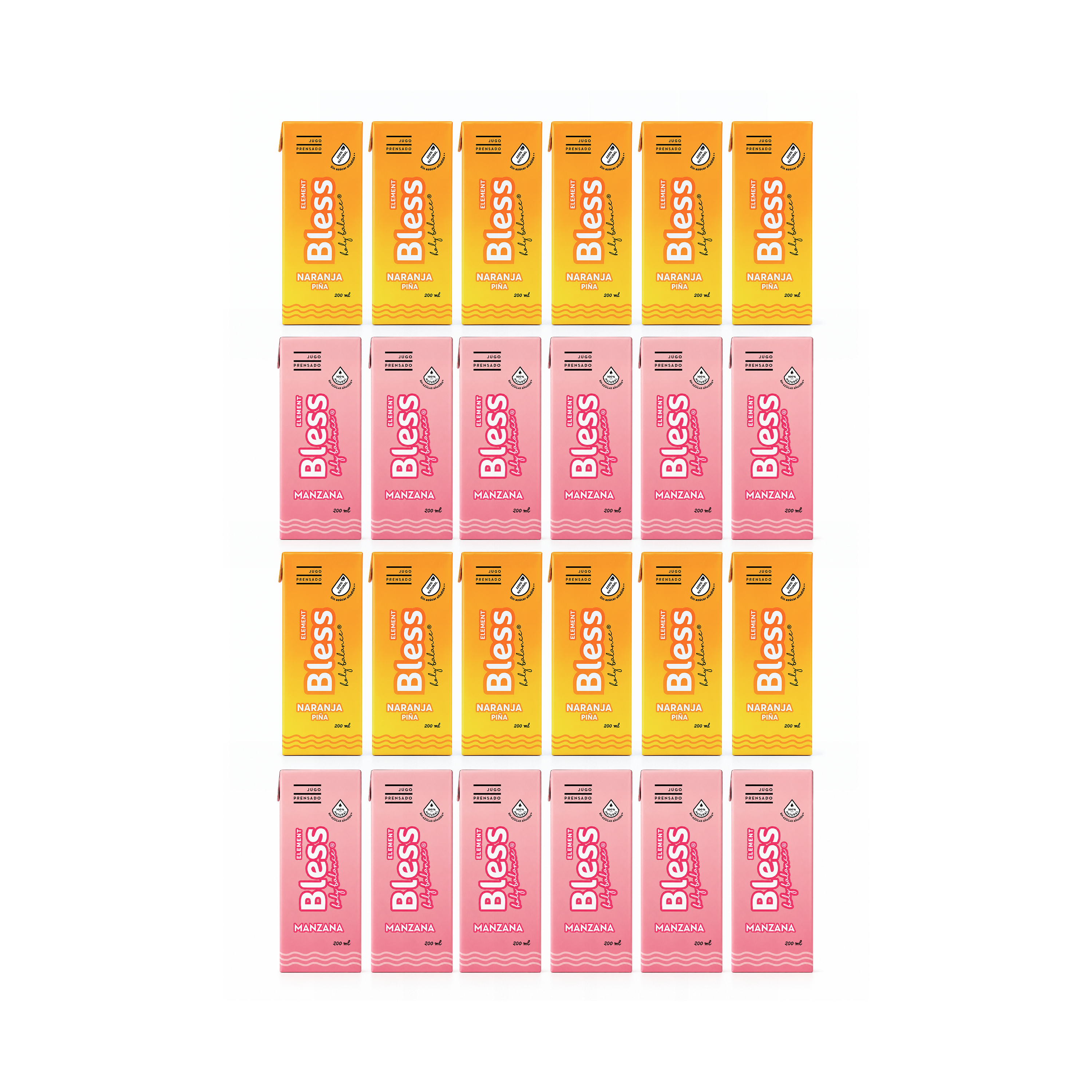 Caja Element mix 2 sabores Naranja,Piña - Manzana - 24 Tetrapack  de 200 ml200 ml