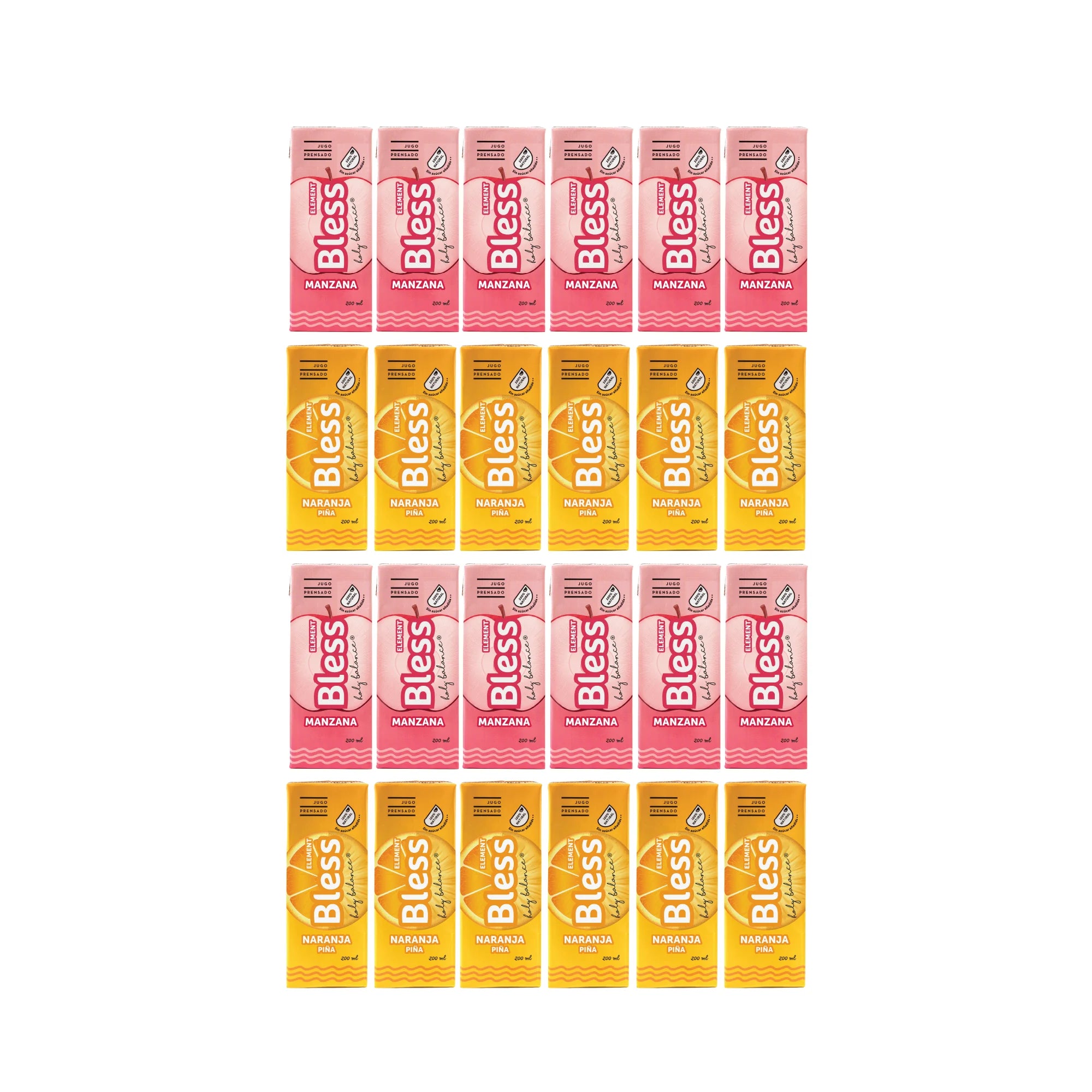 Caja de 24 Element Bless de 200 ml: Naranja Piña y Manzana
