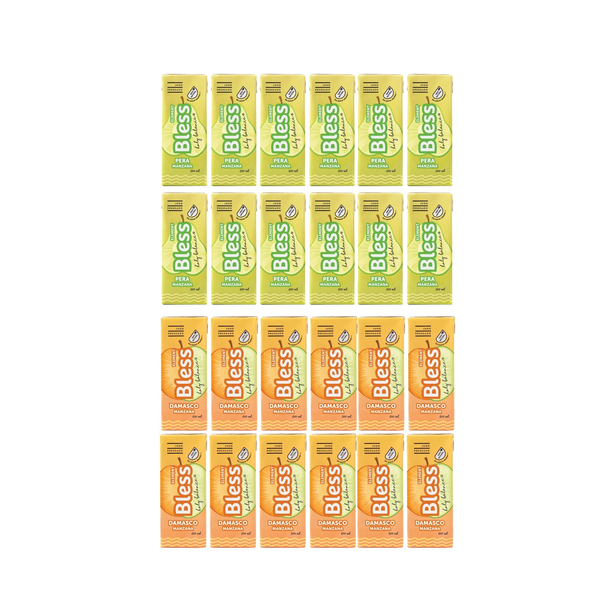 Caja de 24 Element Bless de 200 ml: Pera Manzana y Damasco Manzana