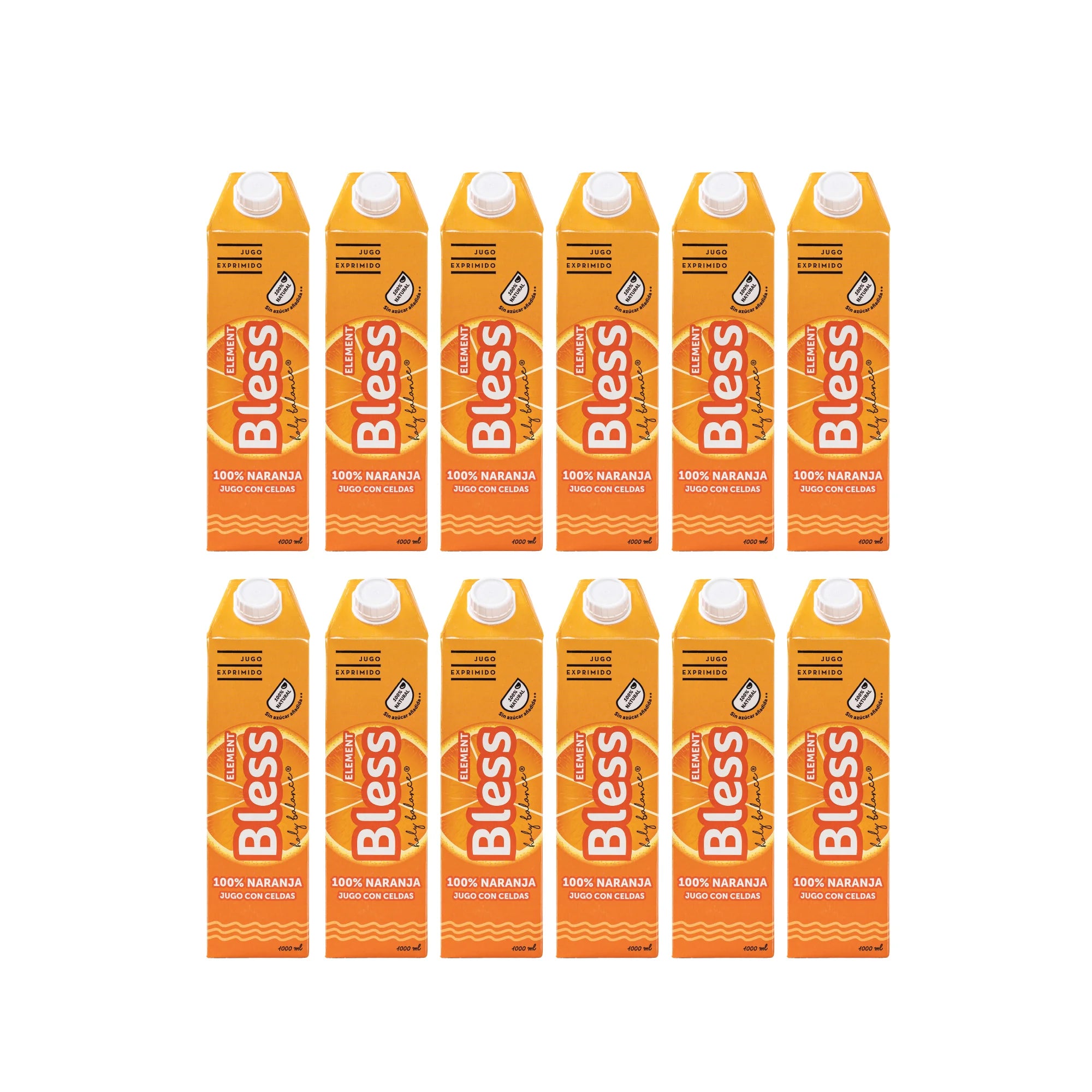 Caja de 12 Element 100% Naranja Bless de 1 litro